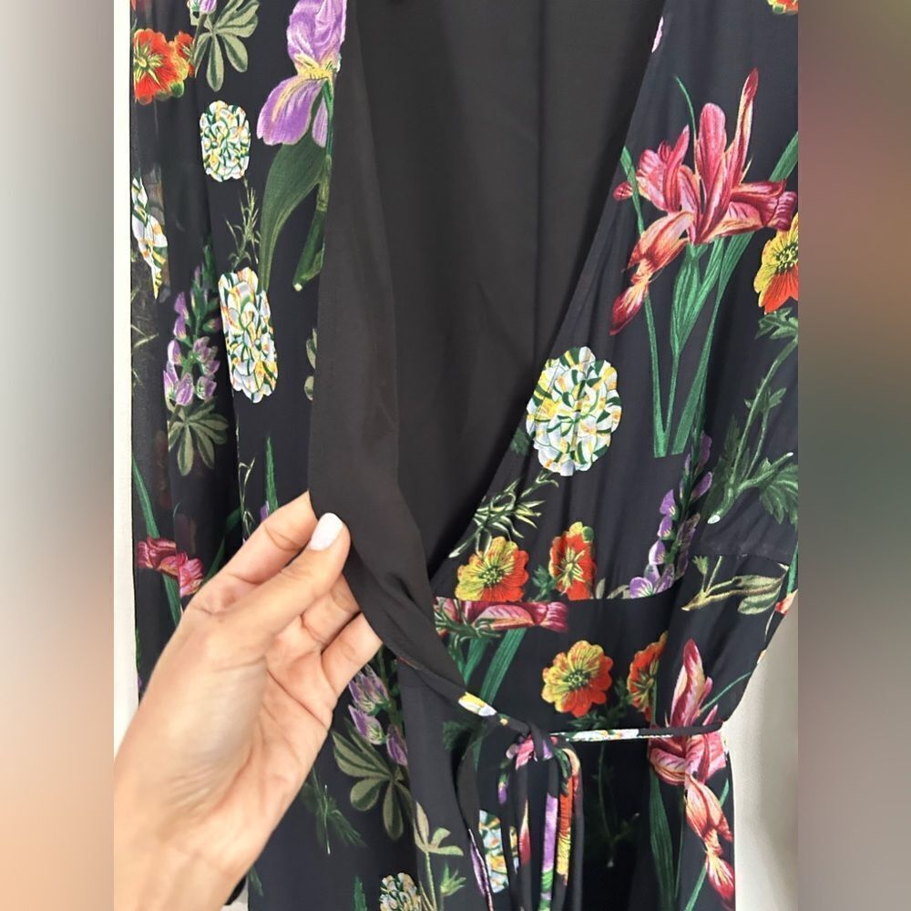 ZARA | Floral Print Long Sleeve Wrap Dress - Picture 6 of 11